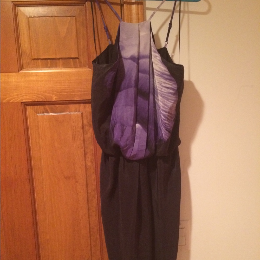 Purple flower 100% silk dress